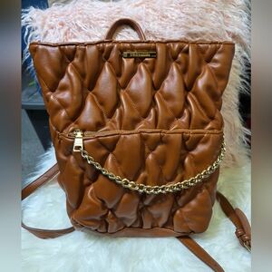 Steve Madden Brown Quilted Backpack